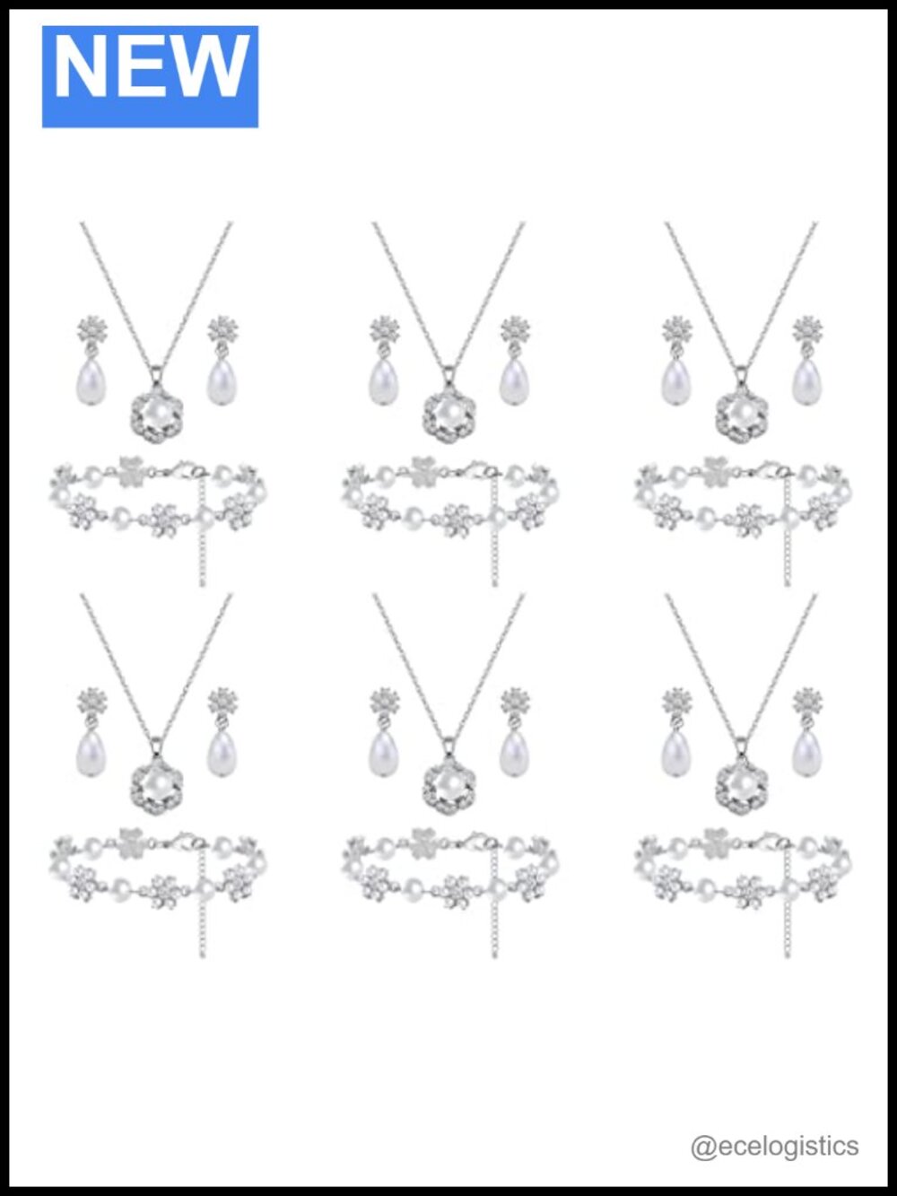 18K Gold Plated Flower Pendant Jewelry Set Necklace Earrings Bracelet